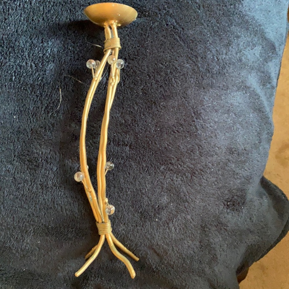 Decorative Gold-tone Metal Candle Holder